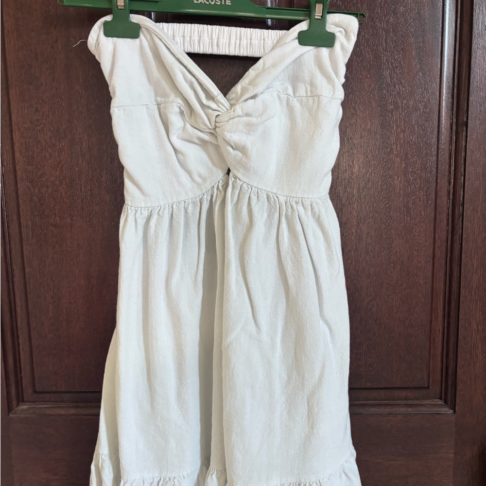 Ladies Strapless Twist-Front Casual Dress in Cream